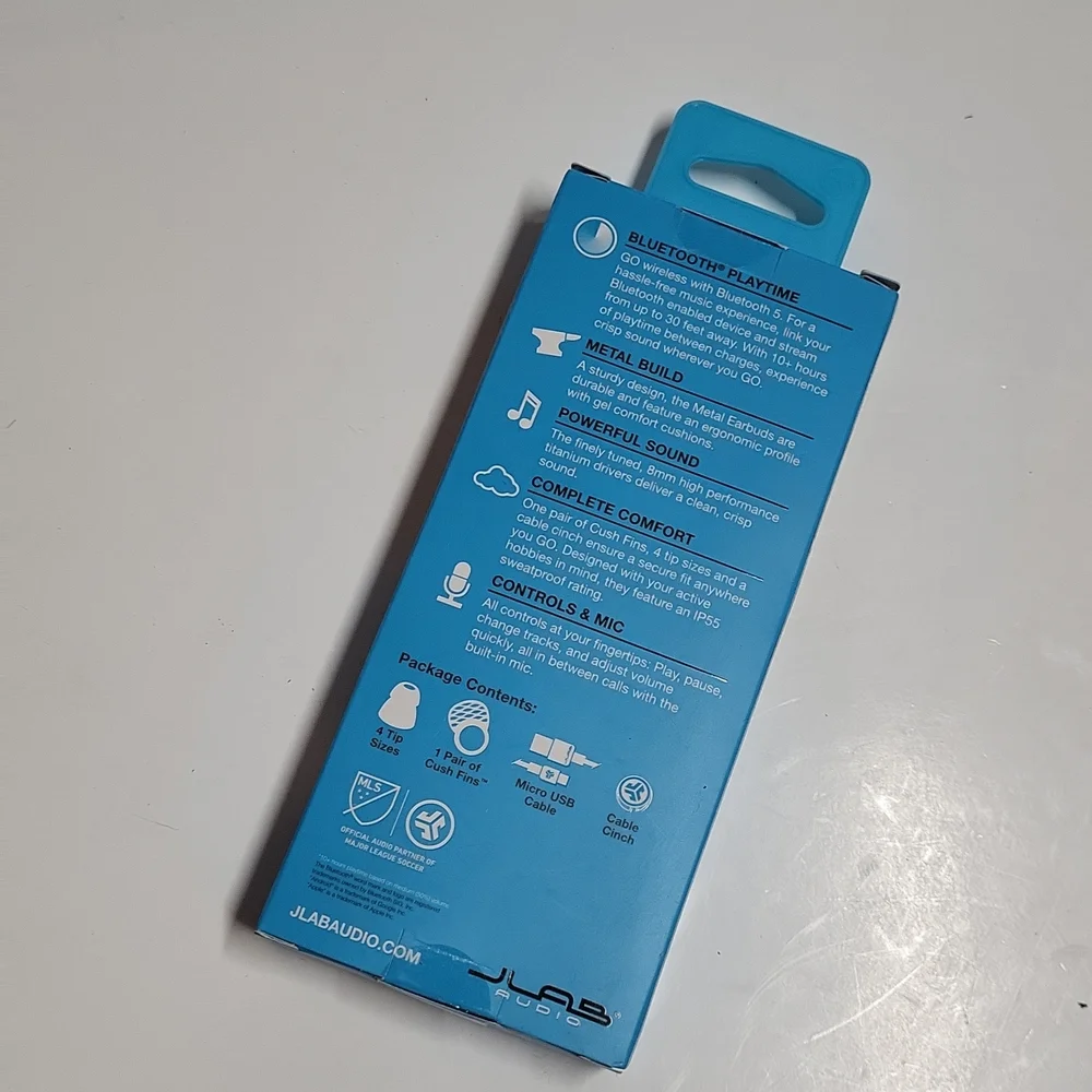 JLab Bluetooth Wireless Ear Buds Black Audio Metal Sweatproof 6 Hours Play NWT - Picture 2 of 15